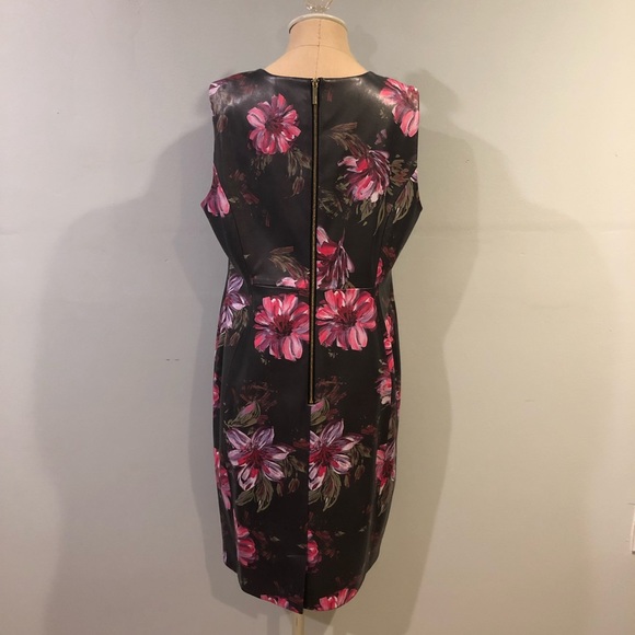 Calvin Klein Faux Leather Floral Dress - Picture 4 of 8